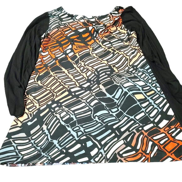 Max & Rina Womens Tunic Multi Color Size Large Polyester Blend Stretch Zipper - Picture 2 of 12